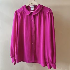 Vintage Barbie Pink Blouse with Peter Pan Collar